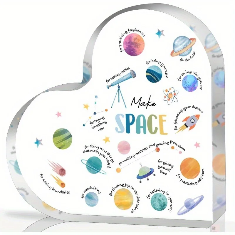 Therapy Health And Wellness - Acrylic Heart Mental Health Decor -