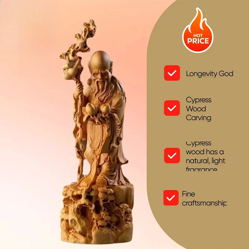 Longevity Health & Wellness Hotel - Cypress Chinese traditional longevity star Figurine