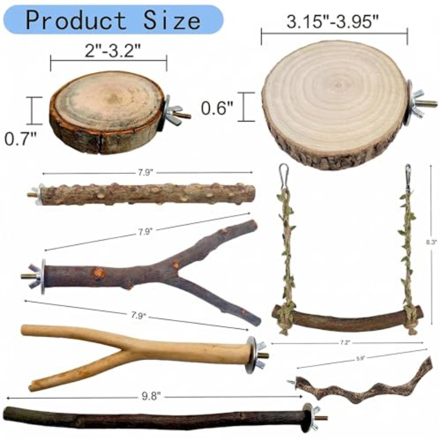 8PCS natural wood bird perches - Health & Wellness Festival ulasan dan harga